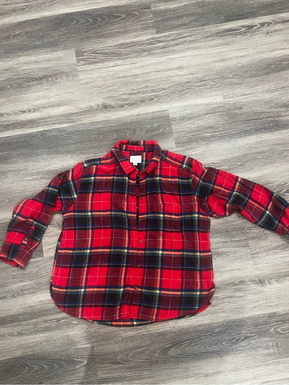 American Eagle Outfitters Red Plaid Button-Down Shirt Boyfriend Fit | Y2K